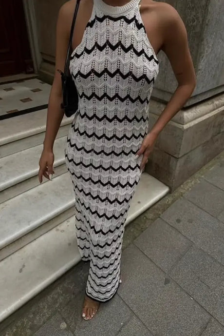 Petalyn Halter Neck Maxi Dress in White